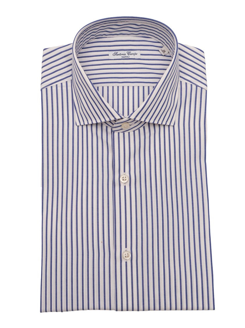 Sartoria Del Campo-Sonrisa Vertical Stripe Pointed Casual Shirt