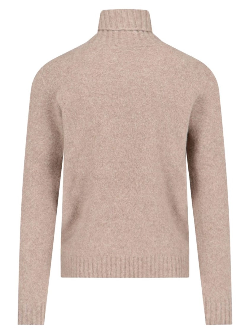 Drumohr Grey Turtleneck Textured Knit Sweater