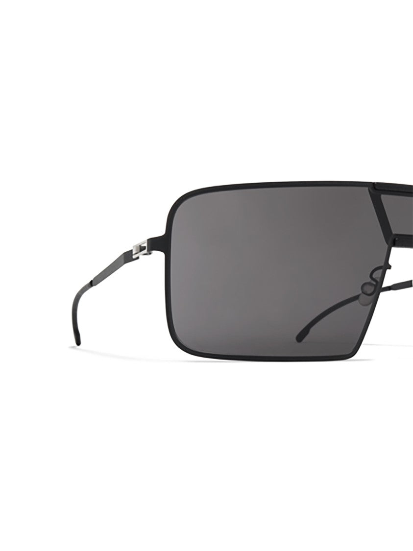 Mykita Geometric Black Aluminium Sunglasses With International Fit