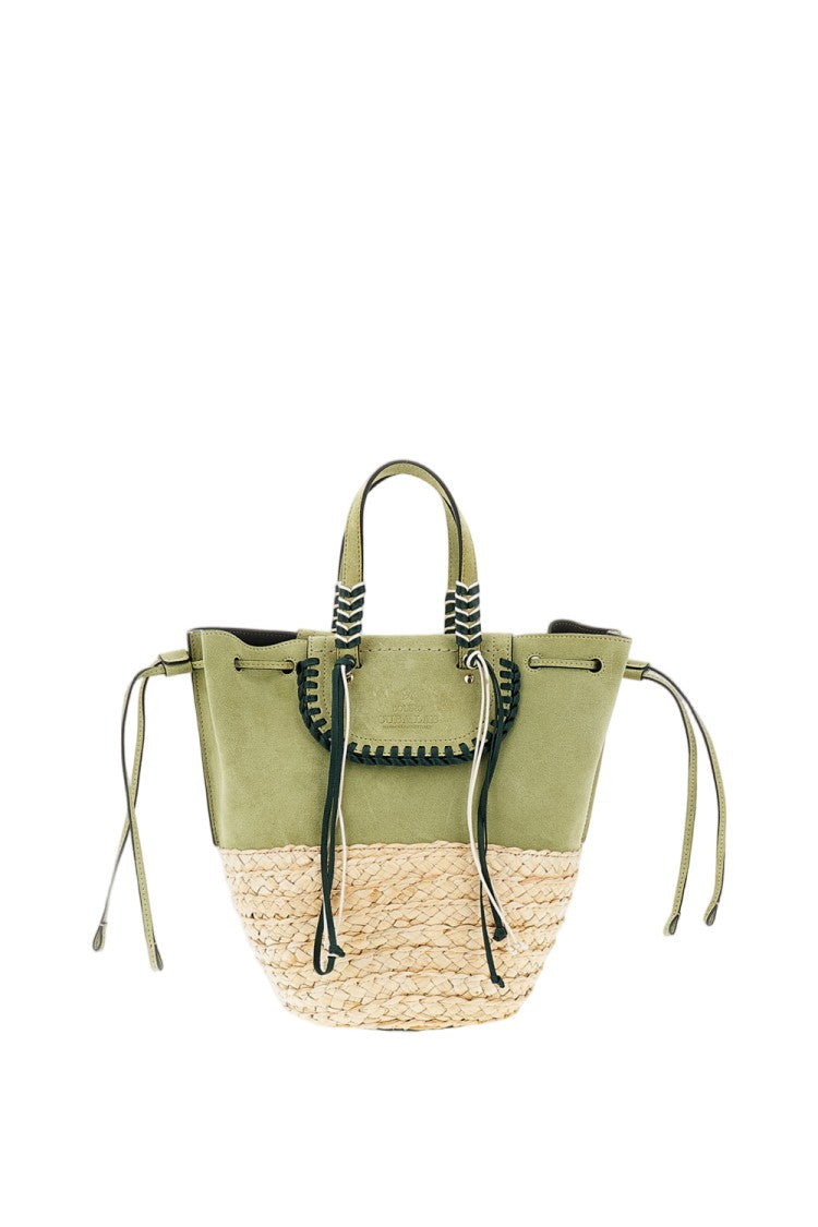 Cuba Lab Woven Raffia And Suede Bucket Bag