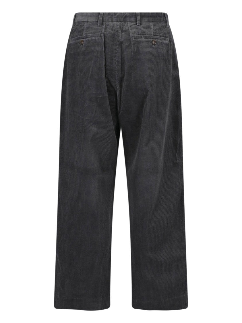 Paul Smith Black Ribbed Corduroy Mid-Rise Straight-Leg Pants