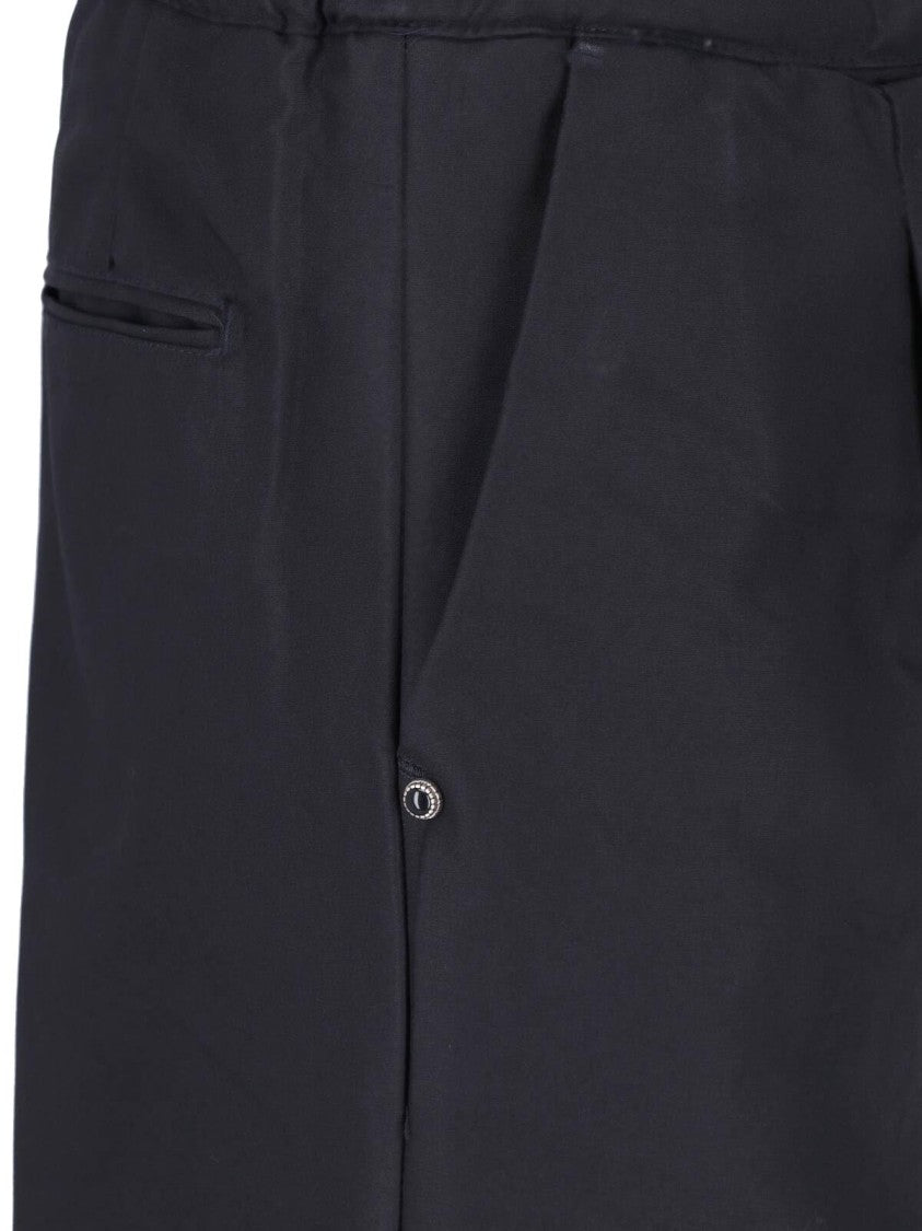 White Sand Black Straight-Leg Belted Pants