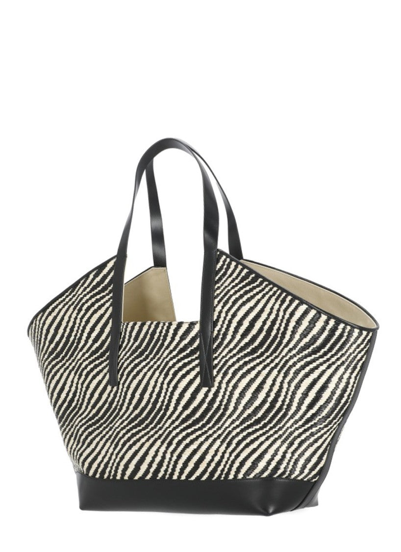 Marni Spacious Zebra Print Shoulder Bag With Logo Emblem