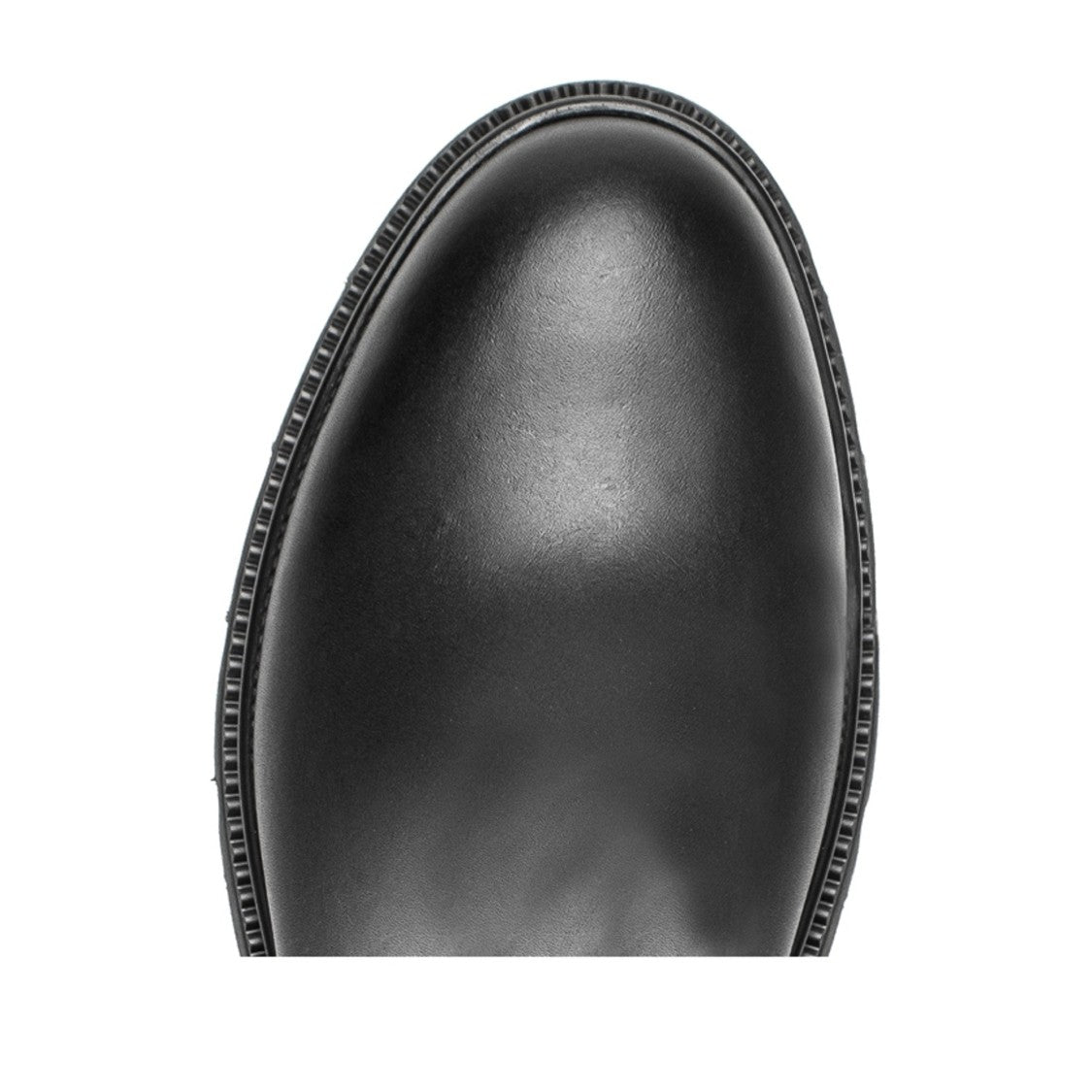 Gabor Black Chunky-Ridged Side Zipper Leather Boots