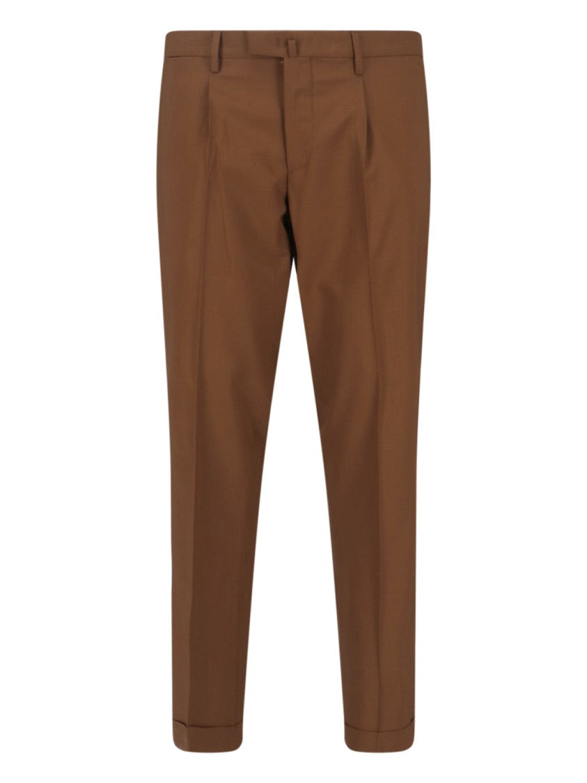 Briglia 1949 Brown Tailored Mid-Rise Virgin Wool Trousers