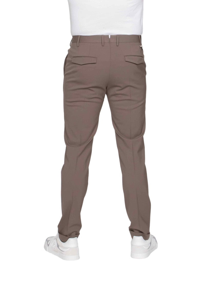 Pt Torino Tailored Brown Pants With Slim Fit And Flat Front Design