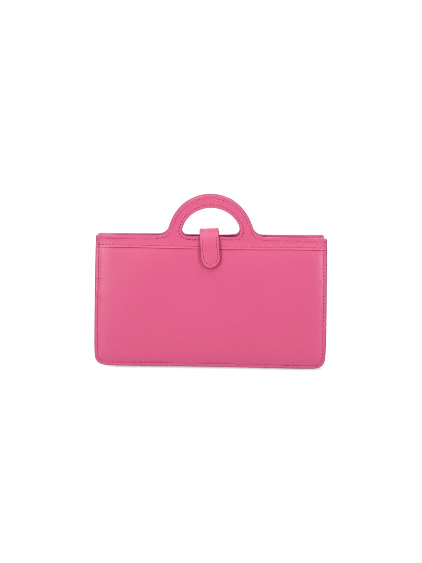 Marni "Chain" Crossbody Wallet In Pink Leather