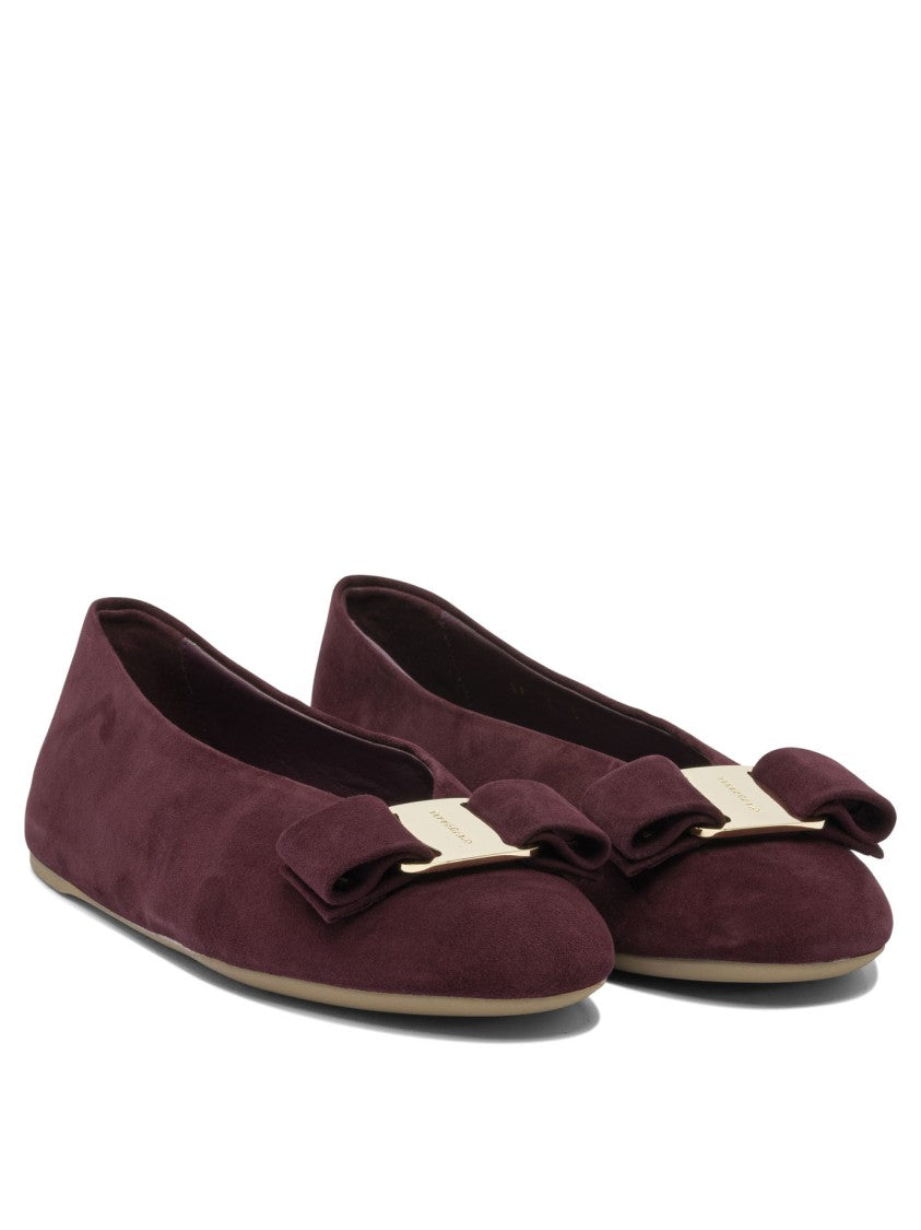 Ferragamo Bordeaux Leather Ballerinas