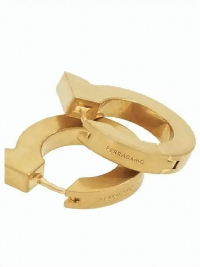 Salvatore Ferragamo Squared Brass Hoop Earrings