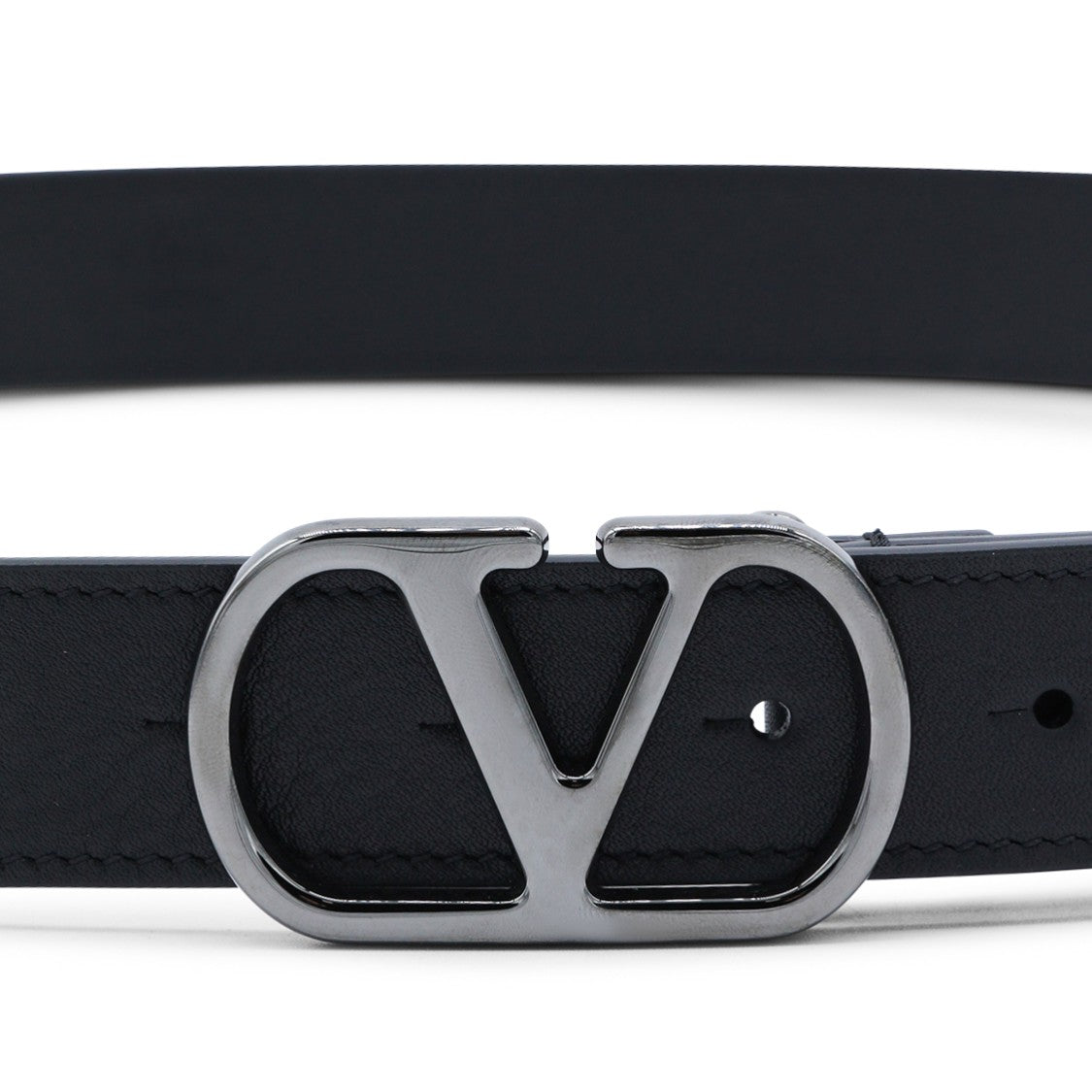 Valentino Garavani Timeless Black Belt With Polished Finish
