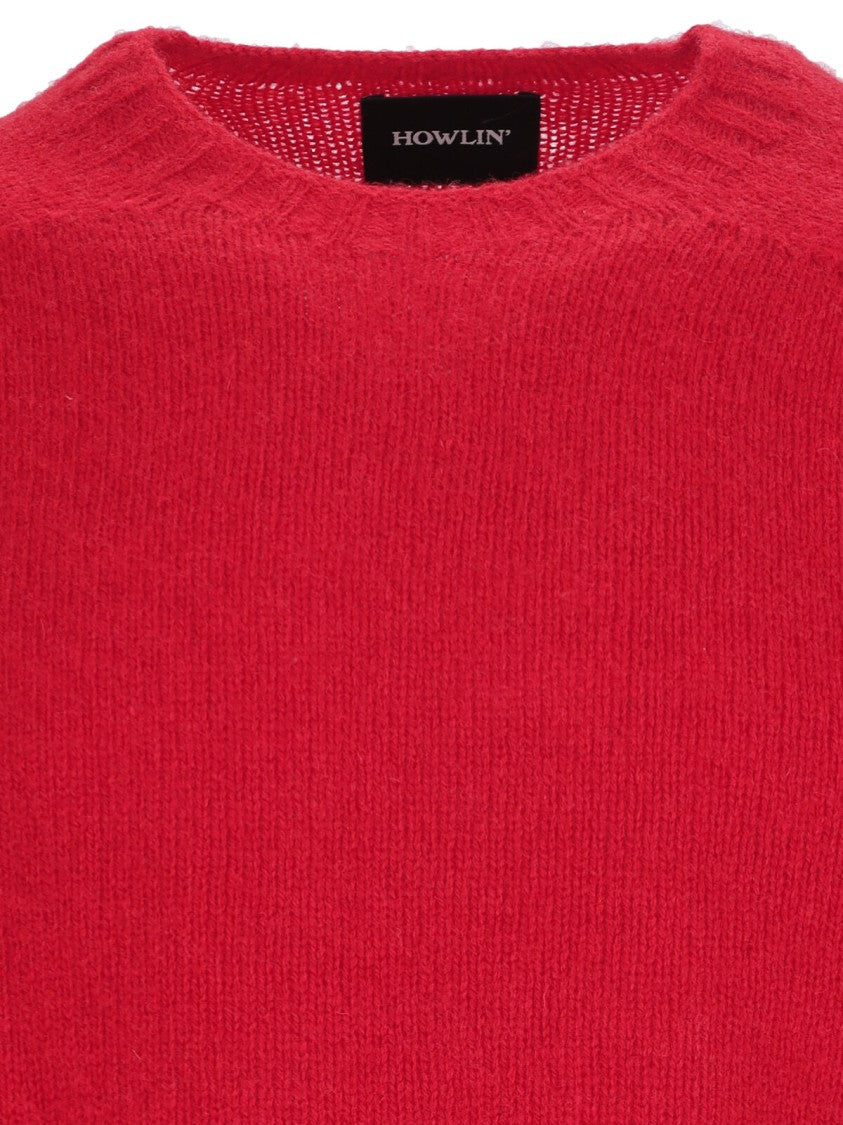 Howlin Shetland Wool Crew Neck Sweater With Ribbed Finishing
