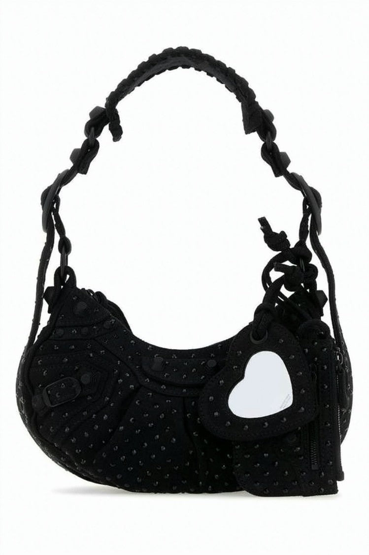 Balenciaga Crescent-Shaped Shoulder Bag With Textured Surface And Playful Charm