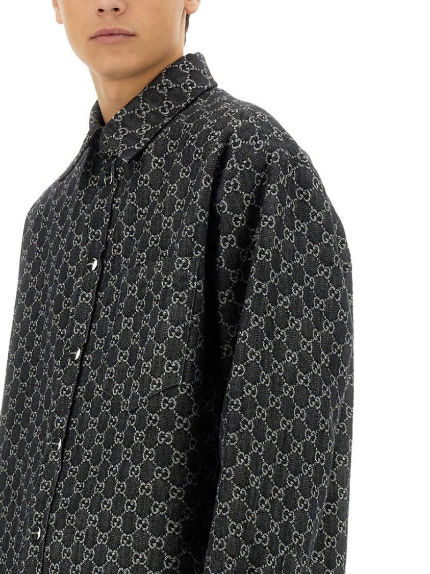 Gucci Reversible Wool And Denim Gg Shirt