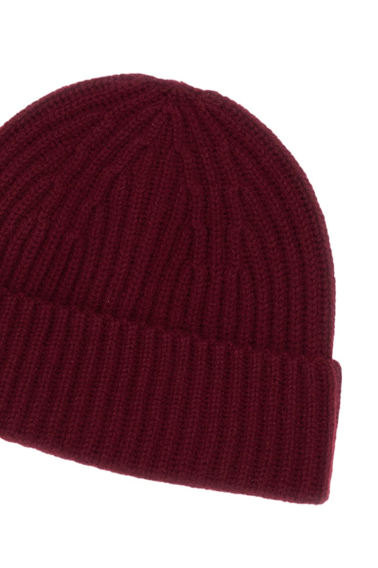 Lisa Yang Red Martigny Ribbed Cashmere Hat