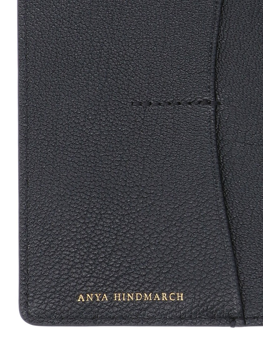 Anya Hindmarch Black Eyes Goat Leather Passport Holder