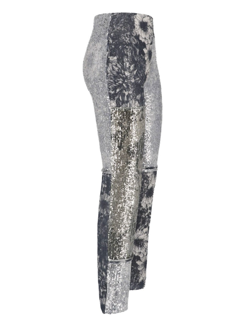 Maison Margiela Monochrome Patchwork Floral Sequin Trousers