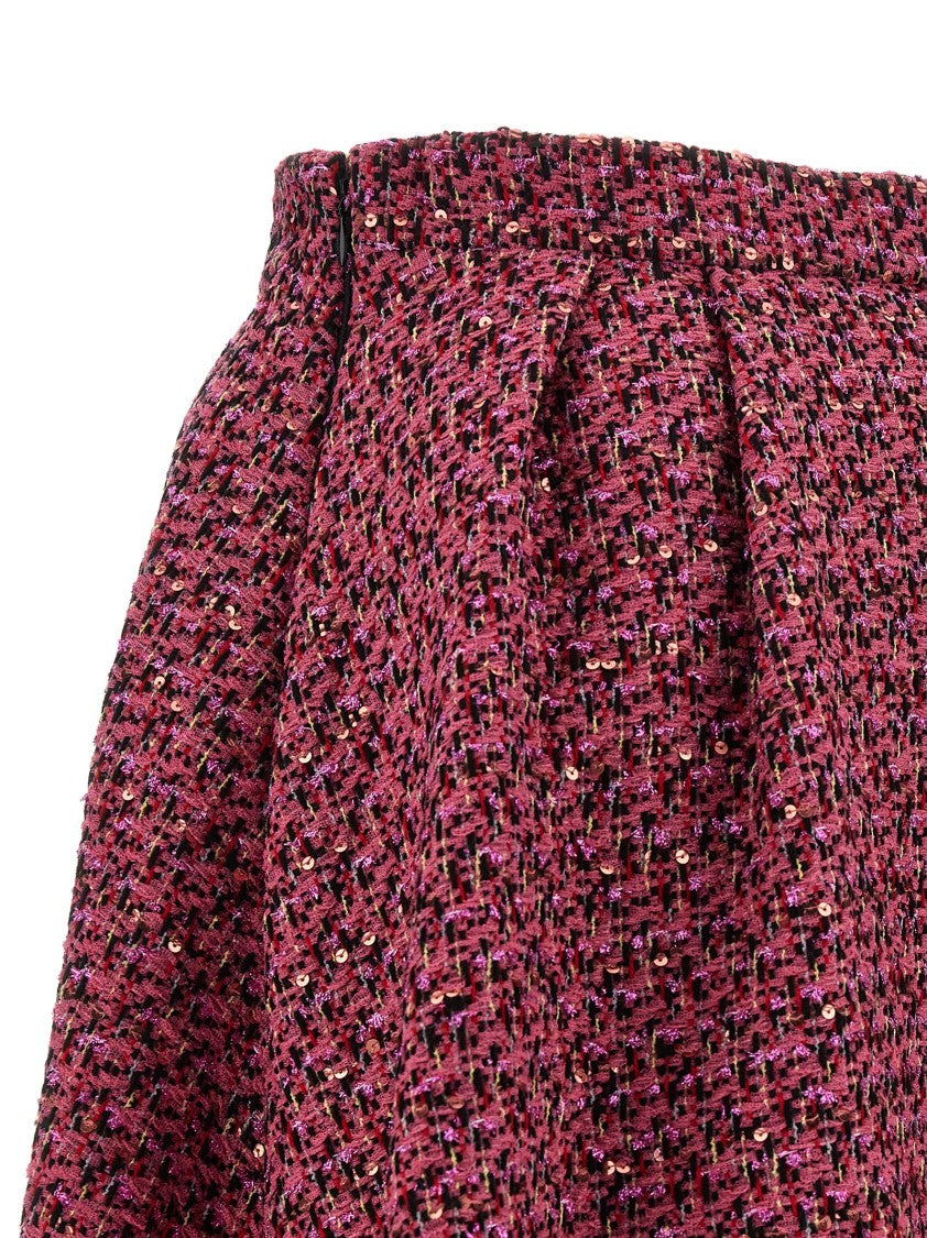 Alessandra Rich Wool Blend Tweed Skirt With Sequin Embellishments
