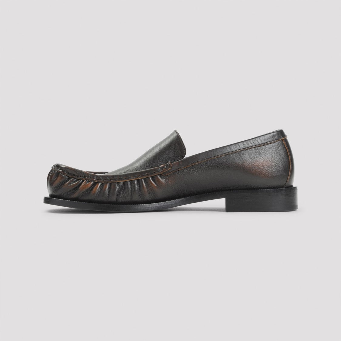 Dries Van Noten Brown Calf Leather Loafers With Rounded Moc Toe Design