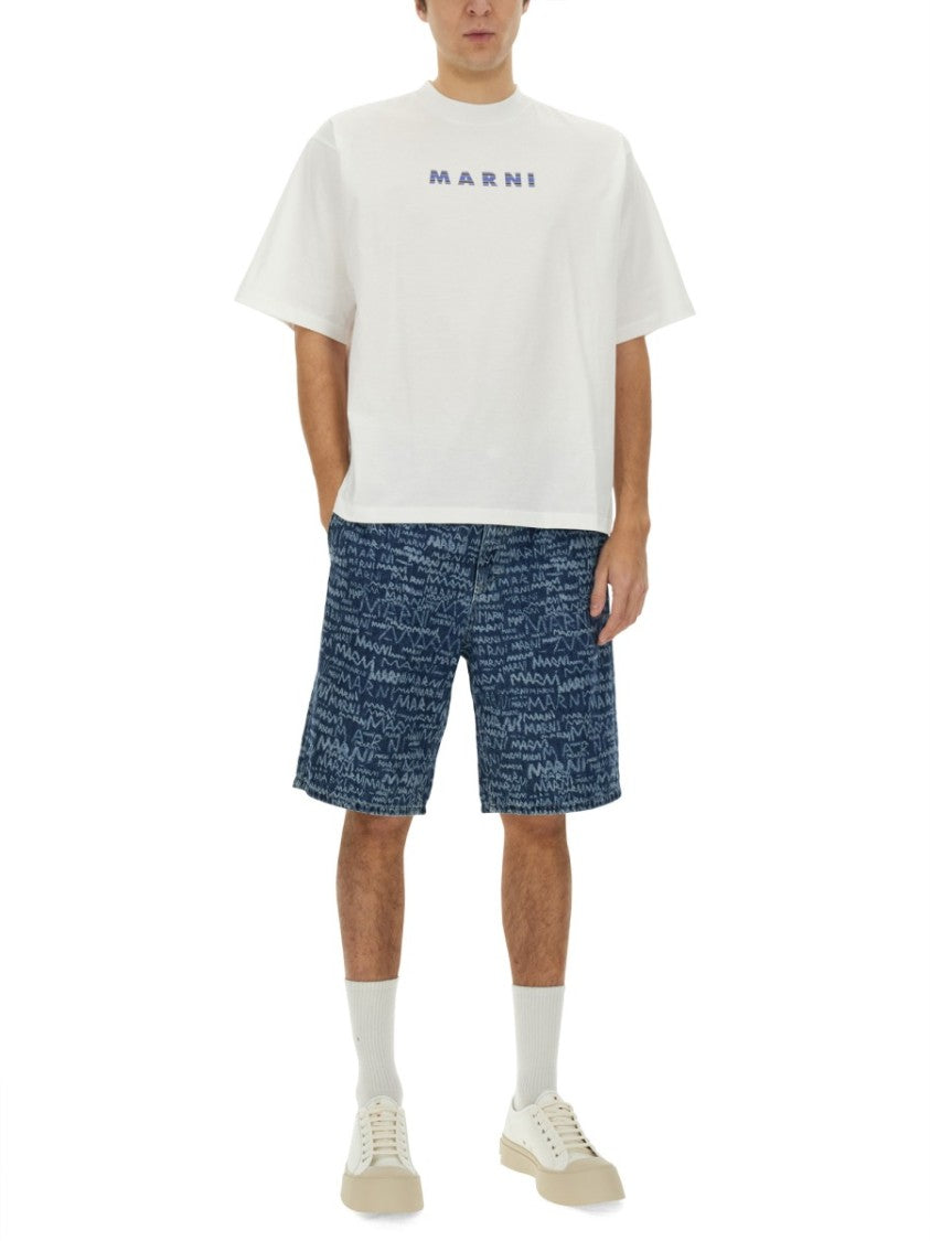 Marni Relaxed-Fit Cotton T-Shirt With Bold Logo Detail