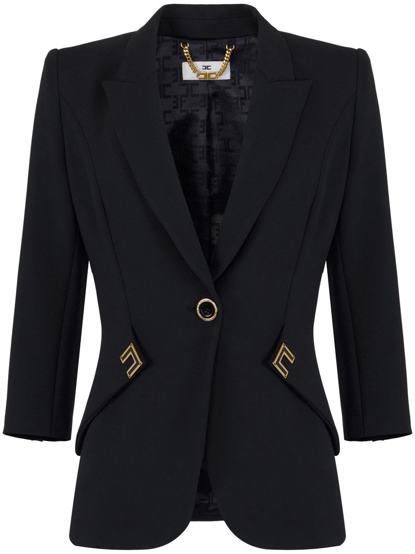 Elisabetta Franchi Tailored Black Jacket With Sharp Shoulders