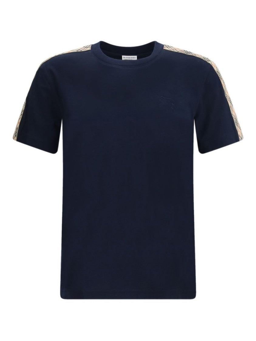 Burberry Blue Check Details Cotton T-Shirt