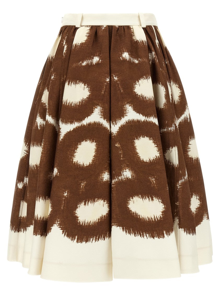 Prada Circle Print Cotton Canvas Midi Skirt
