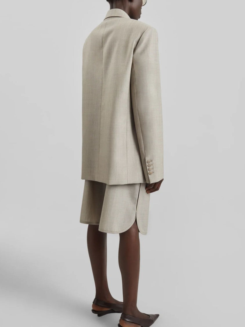 The Frankie Shop Beige Padded Shoulders Virgin Wool Blazer
