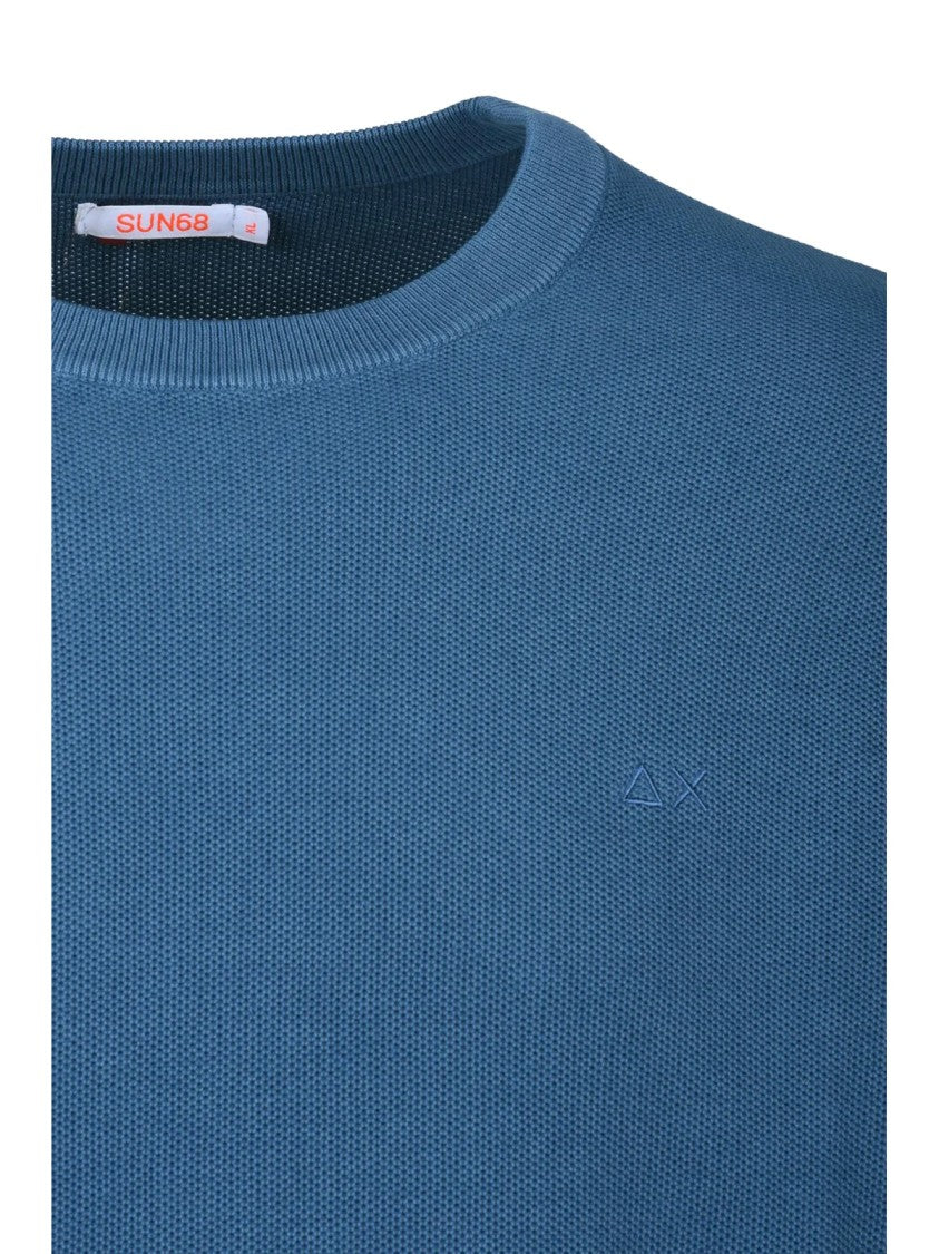 Sun68 Blue Crewneck Cotton Sweater