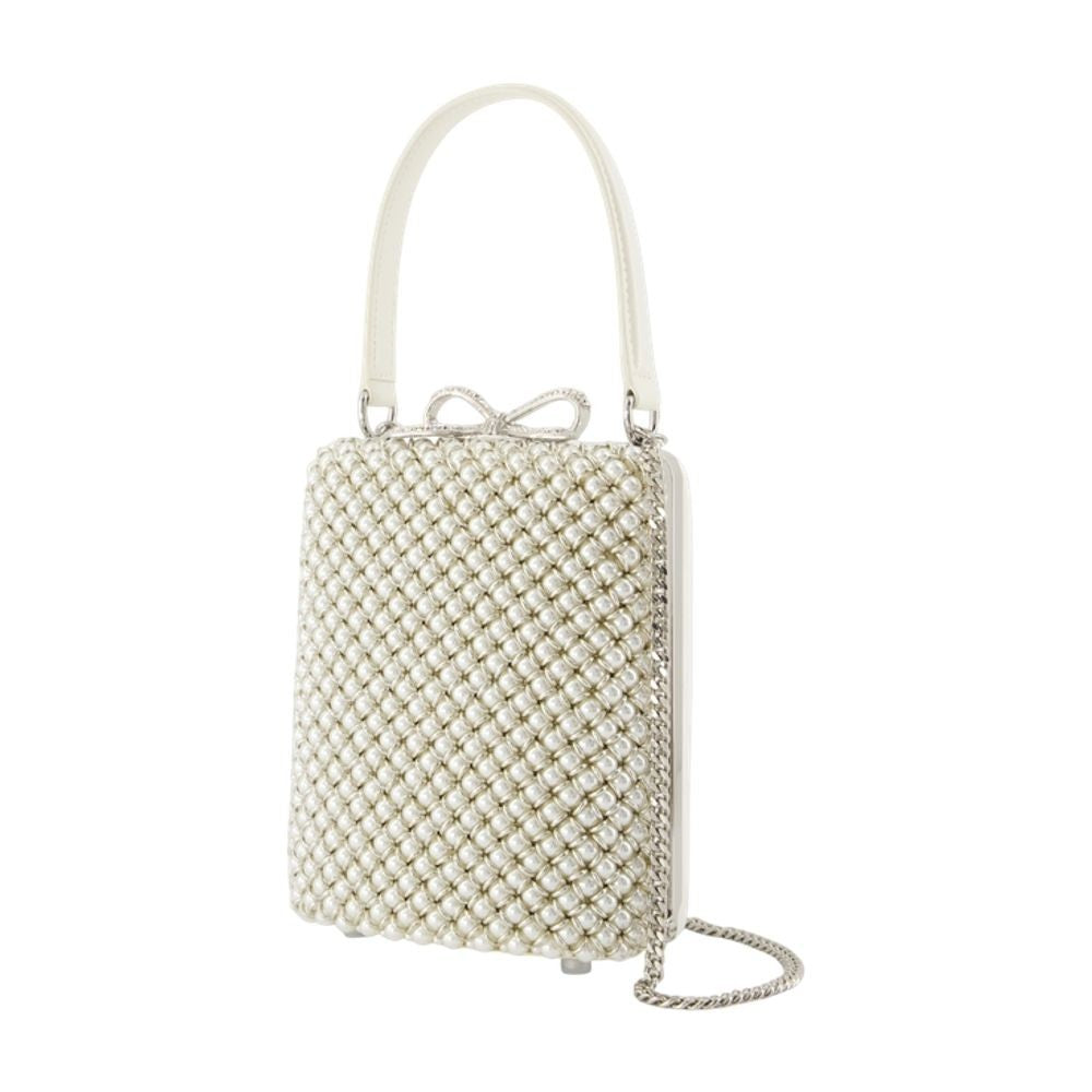 Self-Portrait Pearl Embellished Mini Bag - Metal - White