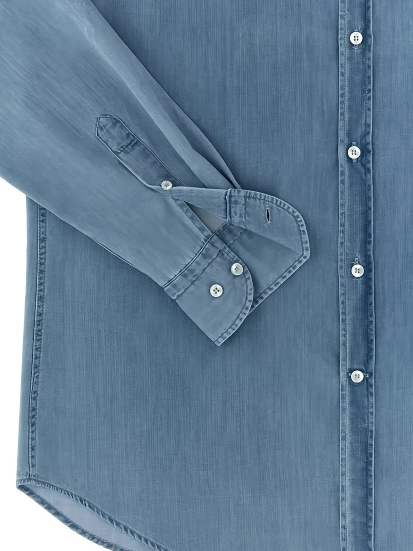 Paul & Shark Blue Button Down Faded Denim Shirt