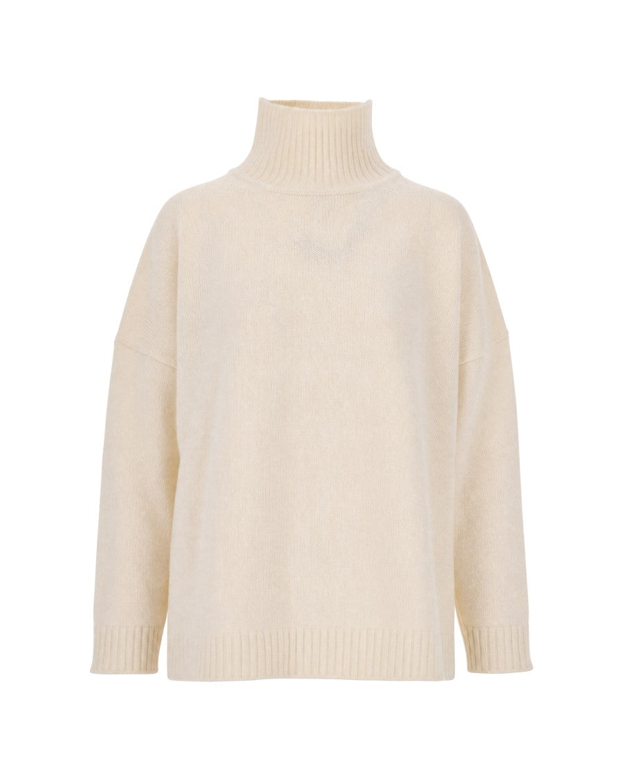 Max Mara Cream Virgin Wool High-Neck Sweater