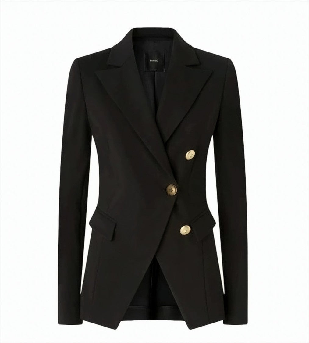 Pinko Tailored Black Blazer With Asymmetrical Double-Breasted Placket