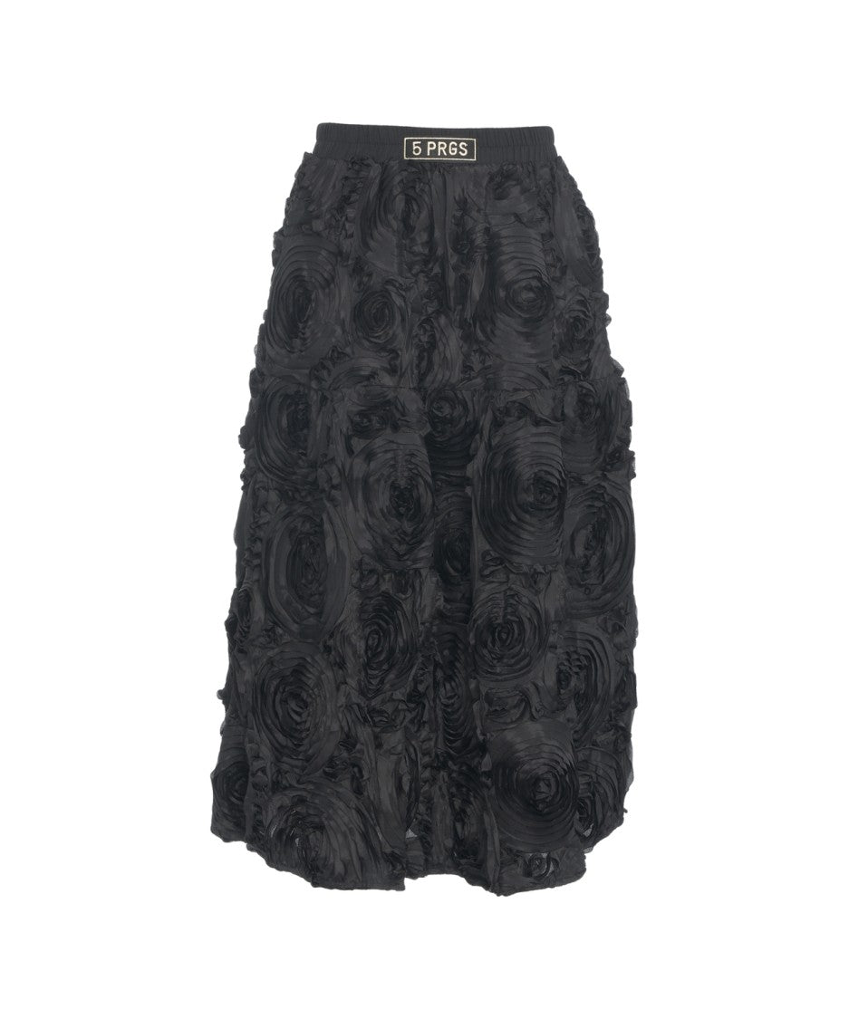5 Progress Midi Skirt With Floral Applications And Elastic Waist