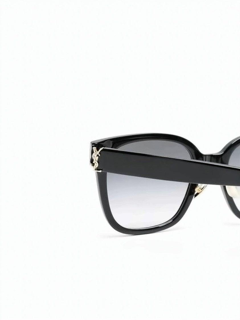 Saint Laurent Black Acetate Gradient Lens Logo Sunglasses