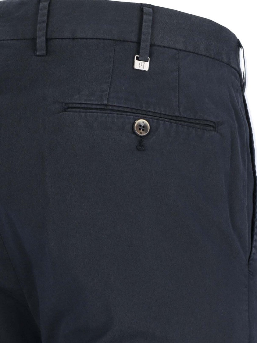Pt Torino Navy Blue Superslim Chinos With Straight Leg Design