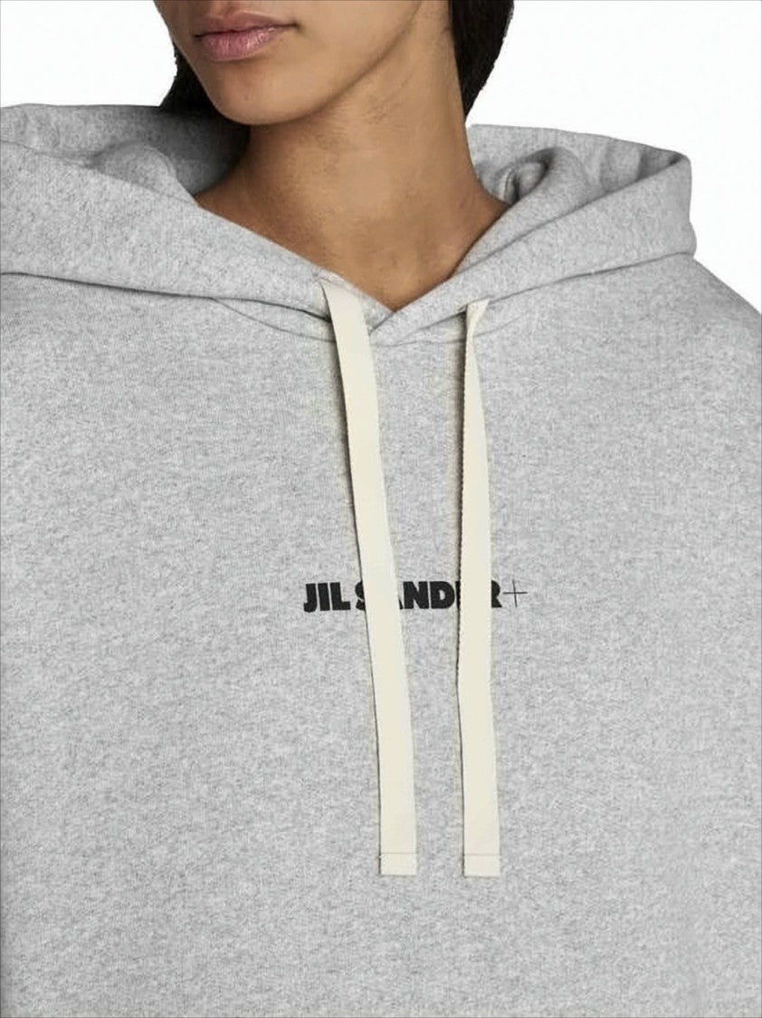 Jil Sander Relaxed Fit Cropped Cotton Hoodie With Subtle Logo