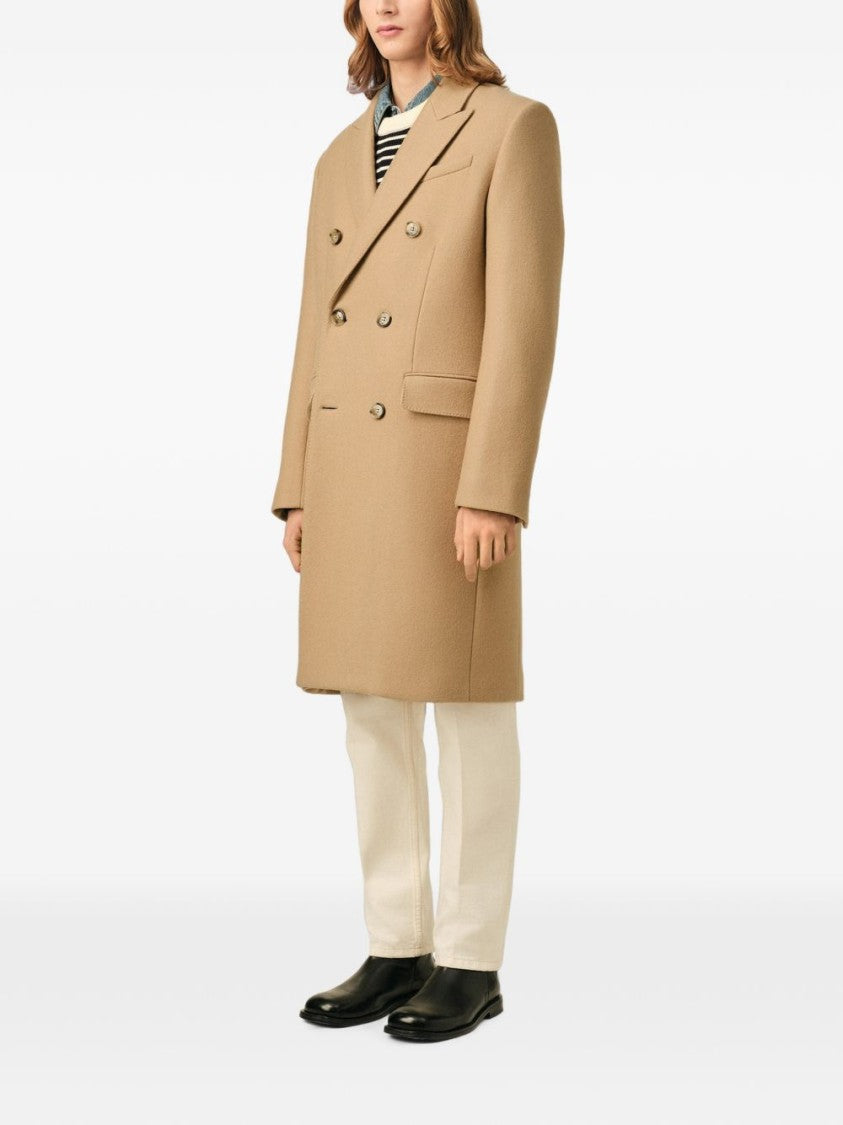 Ami Paris Double-Breasted Structured Coat With Wide Lapels