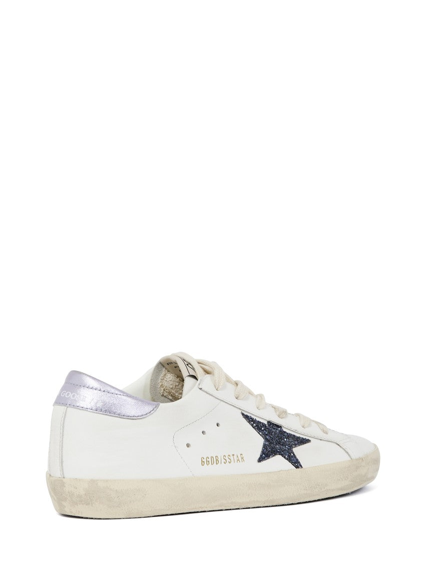 Golden Goose White Leather Sneakers With Glitter Star