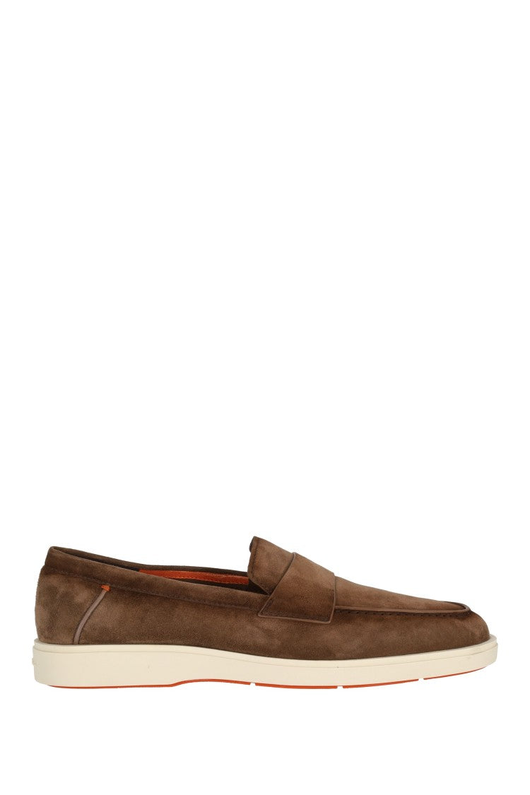 Santoni Suede Slip-On With Rubber Sole