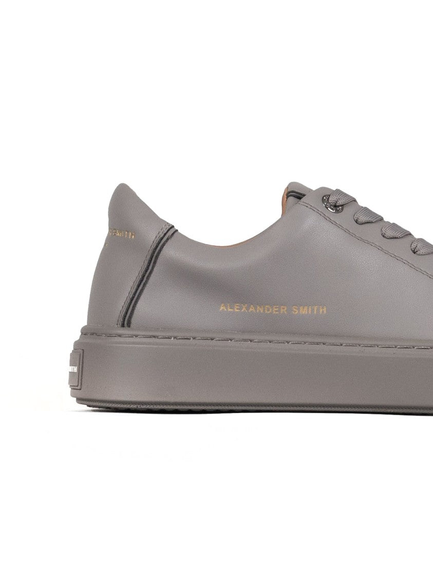 Alexander Smith Grey Cow Leather Casual Trainers With Design