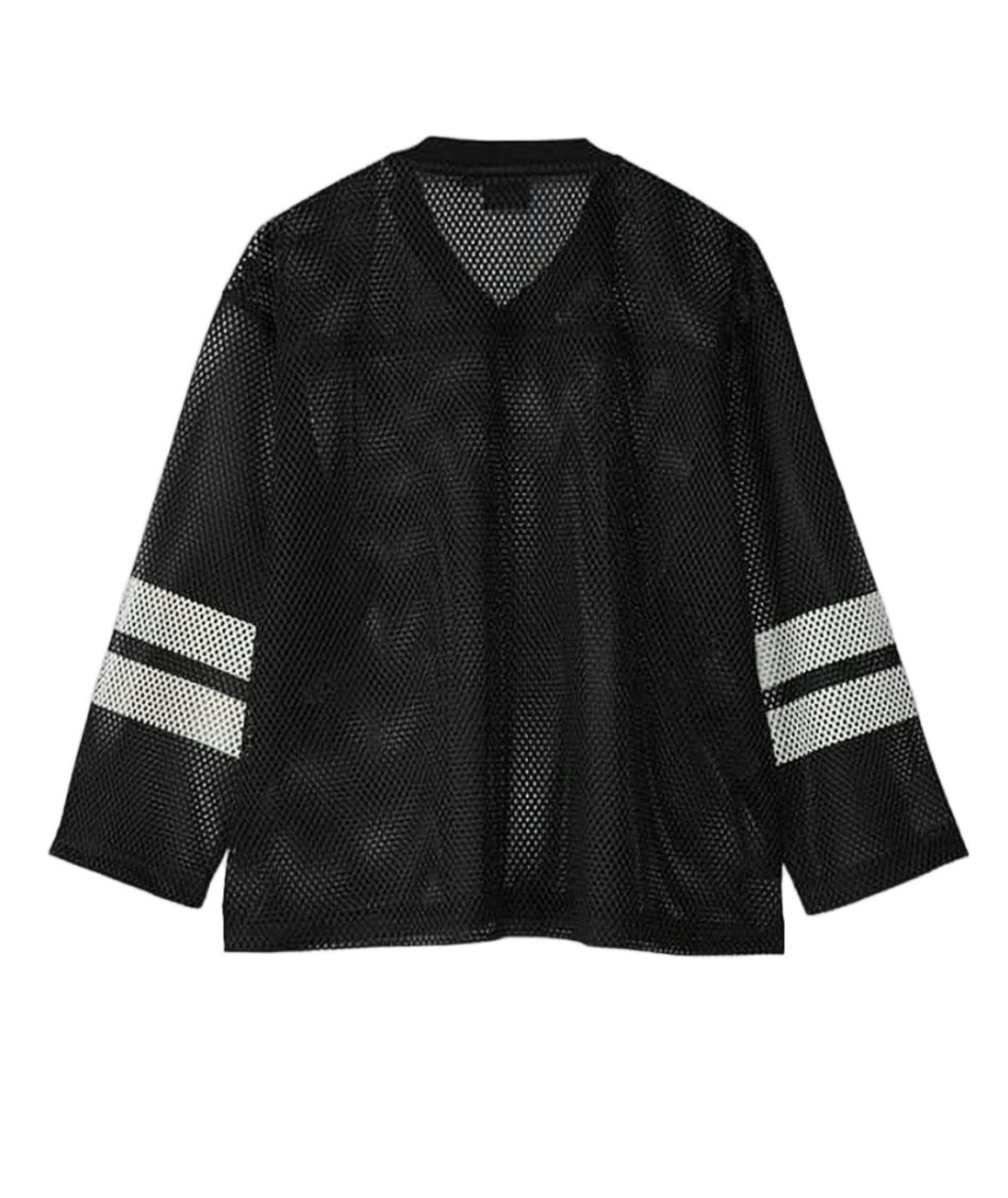 Stussy Sporty V-Neck Long-Sleeve Top With Horizontal Stripes