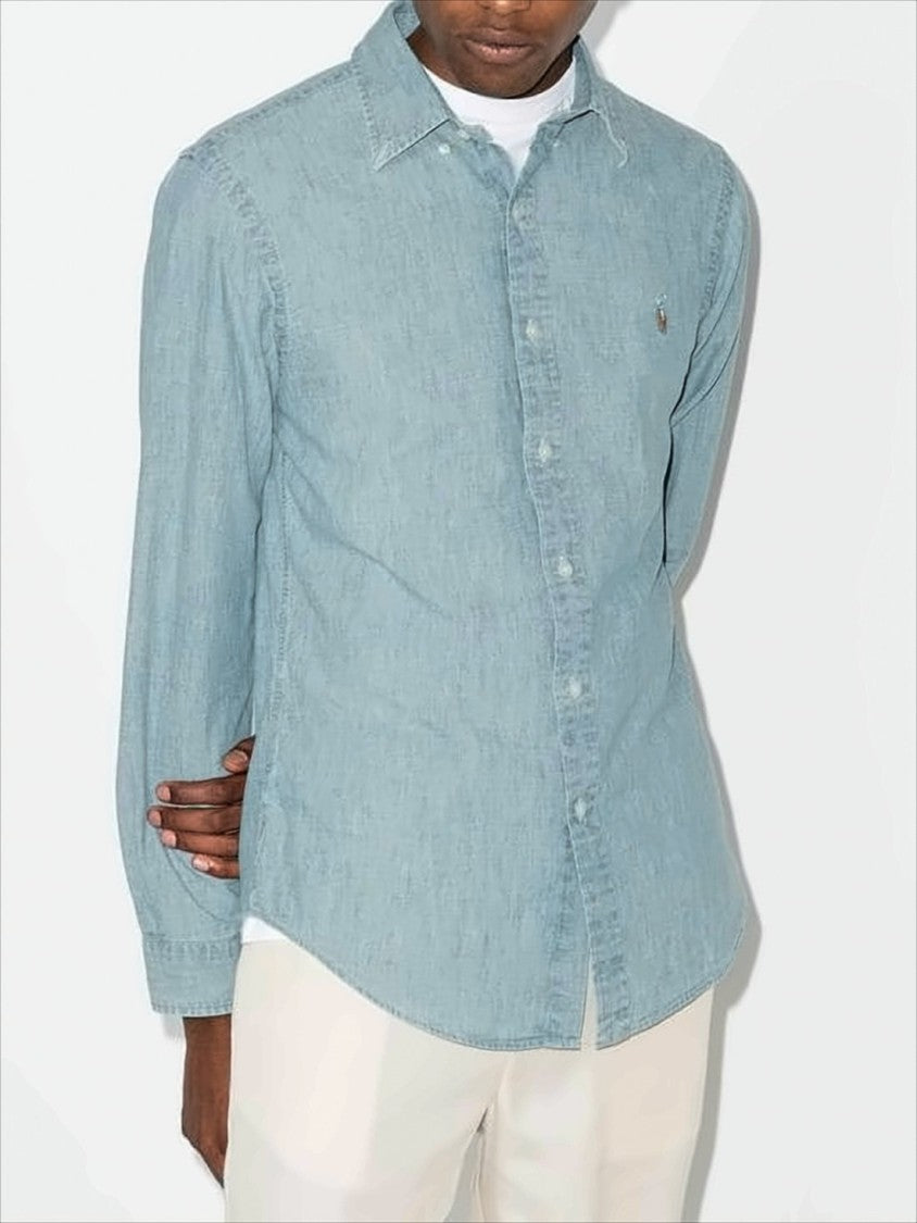 Polo Ralph Lauren Classic Button-Up Shirt In Light Blue Chambray