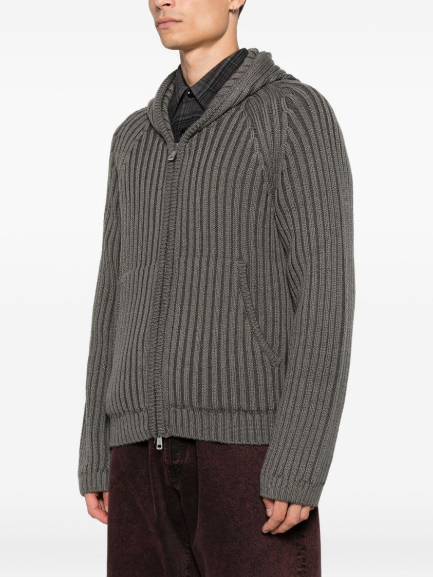 Our Legacy Ribbed Knit Hooded Zip Sweater