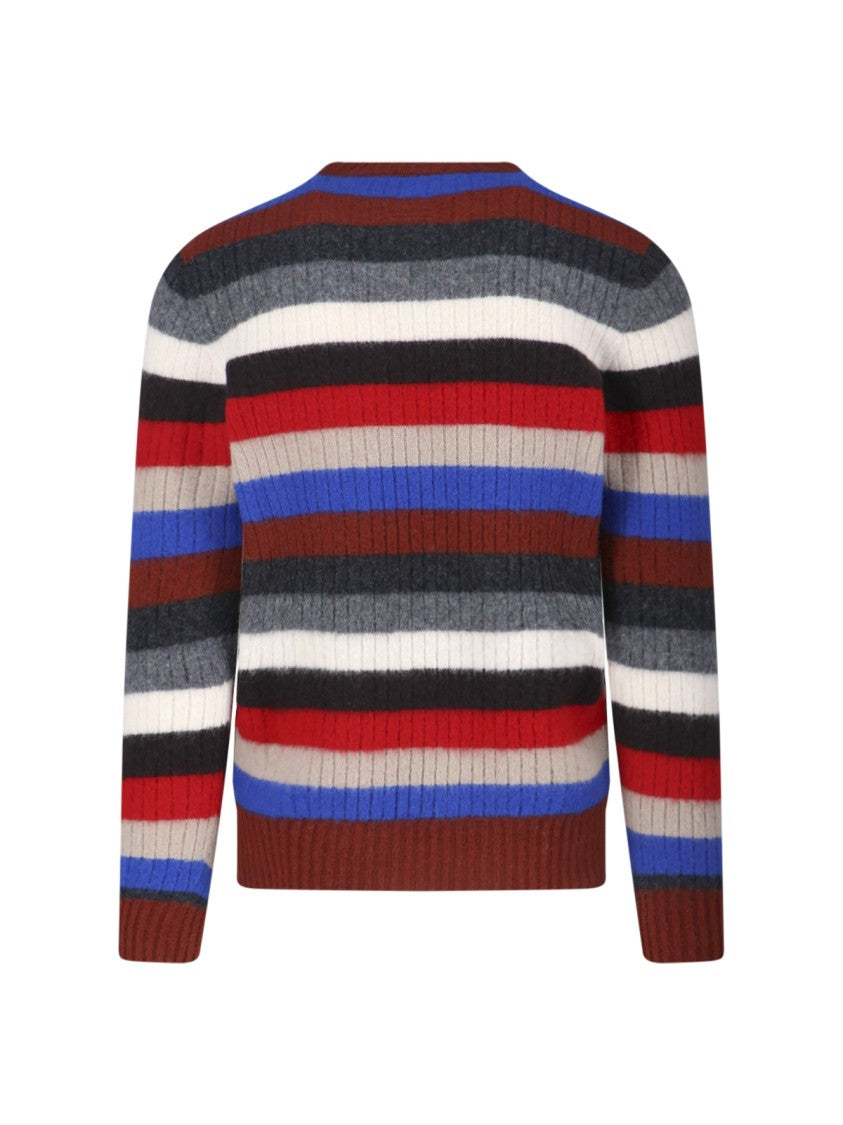 Drumohr Textured Multicolour Knit Sweater With Ribbed Cuffs And Hem