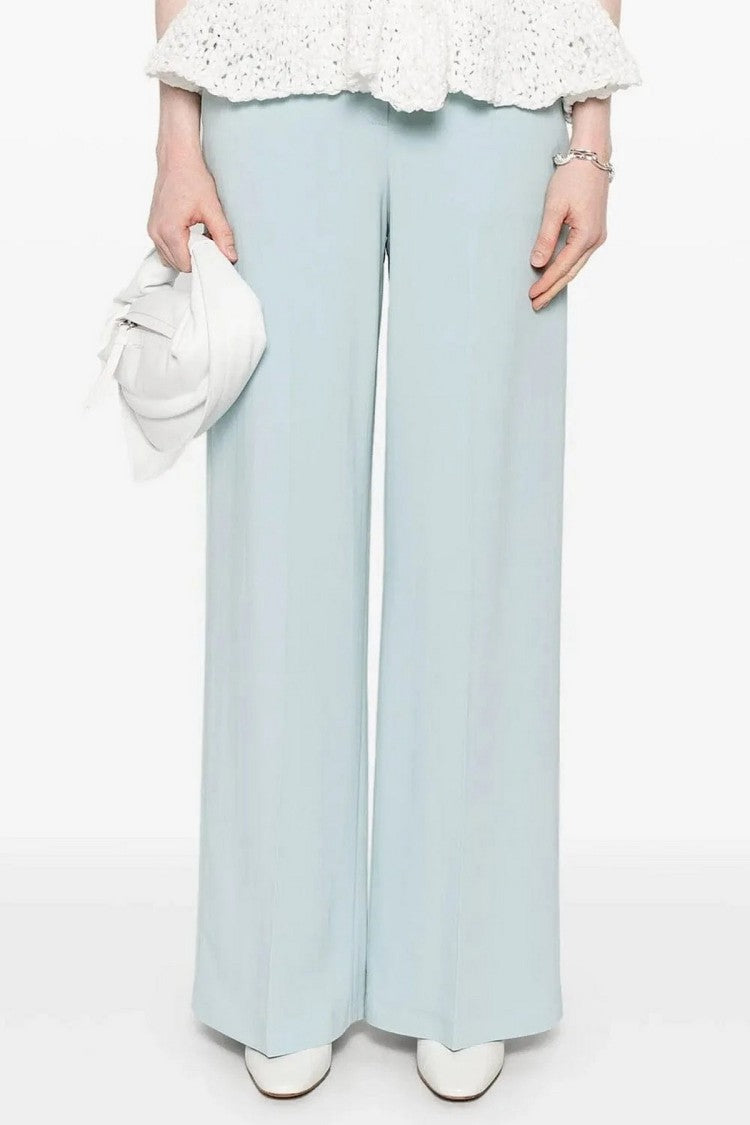 Pinko Light Blue Wide-Leg Tailored Viscose-Blend Pants