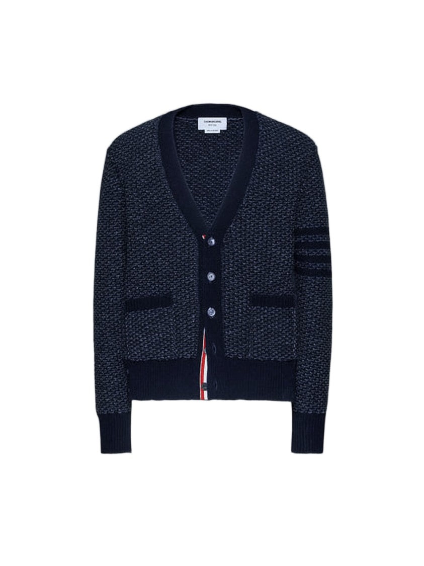 Thom Browne Textured Blue Knit Cardigan