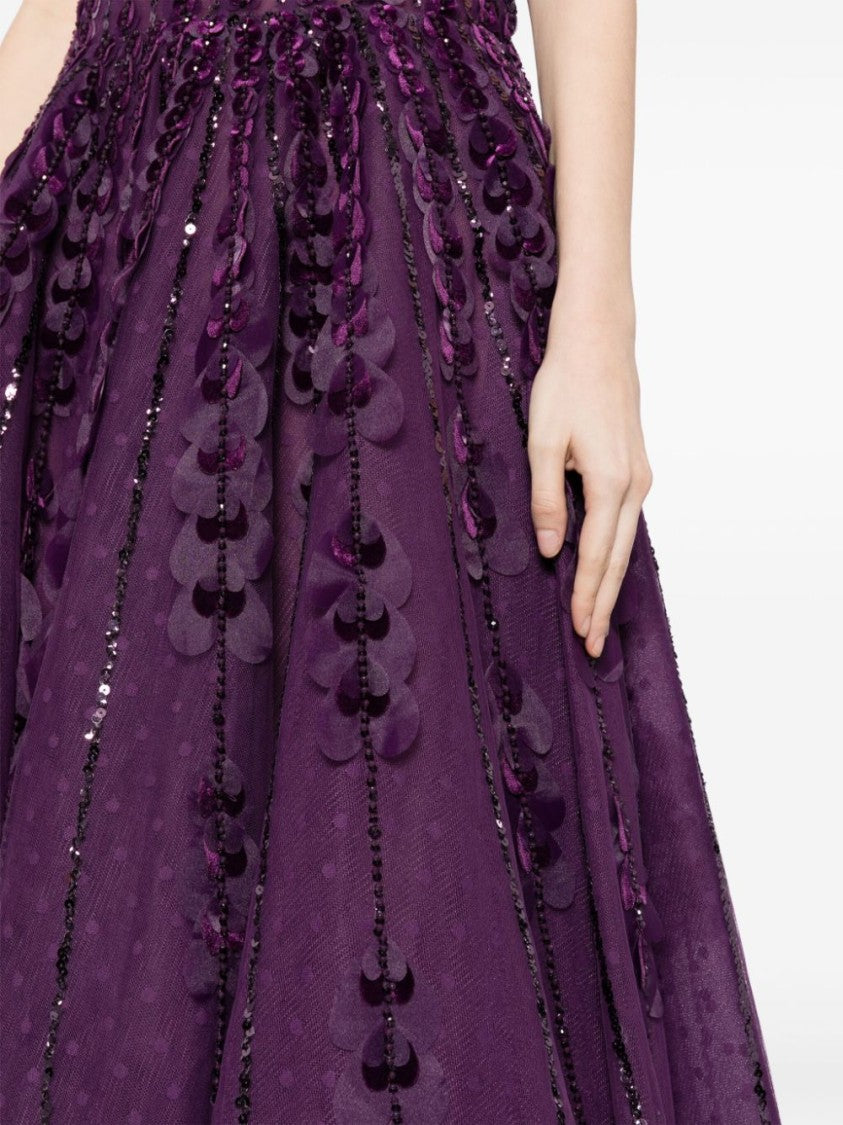 Saiid Kobeisy Beaded Tulle Dress With Velvet Hearts