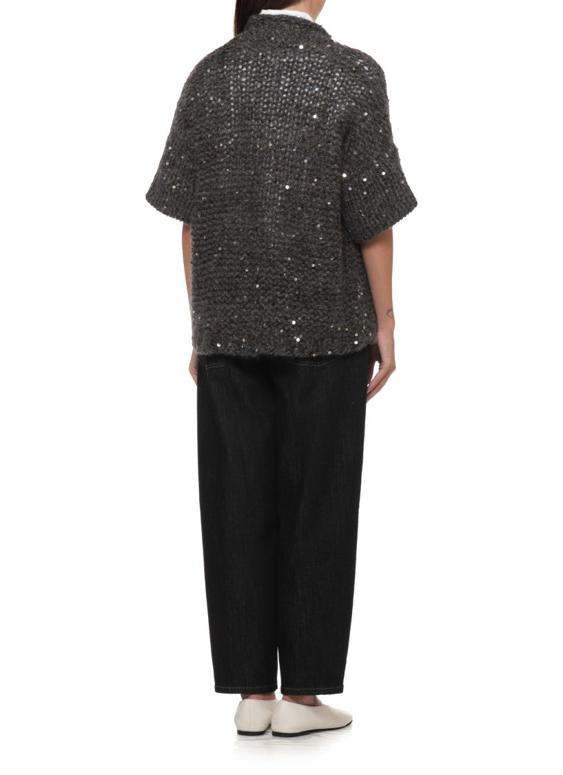 Panicale Open-Front Alpaca Blend Cardigan With Sequined Detail