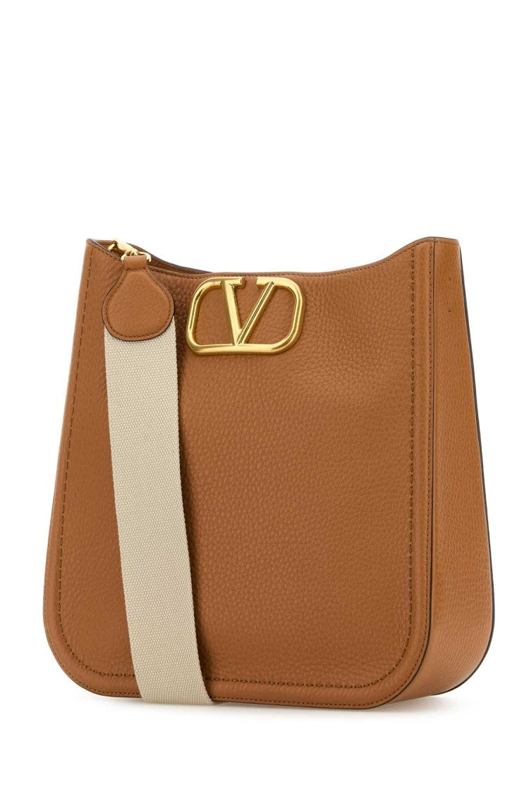 Valentino Garavani Camel Leather Alltime Shoulder Bag
