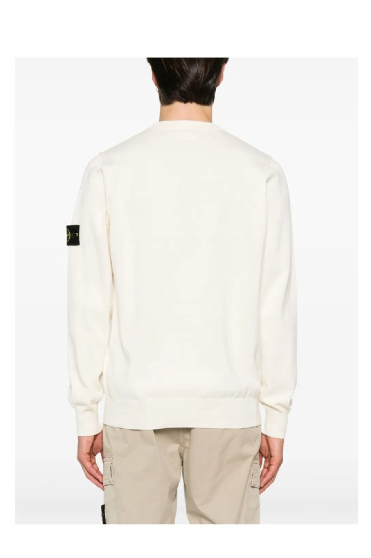 Stone Island White Long-Sleeved Sweater